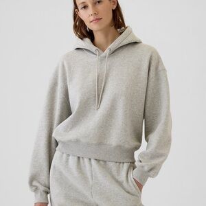 GAP Heather Gray VintageSoft Crop Hoodie Sweatshirt